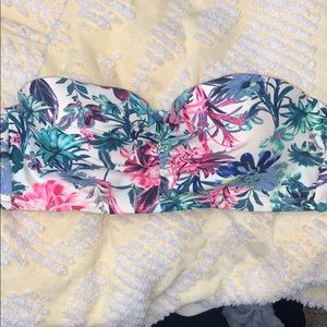 Floral Target strapless bathing suit top